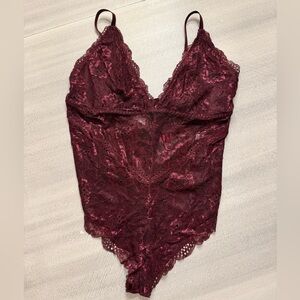 NWT Burgundy Lace Bodysuit By Avidlove XL